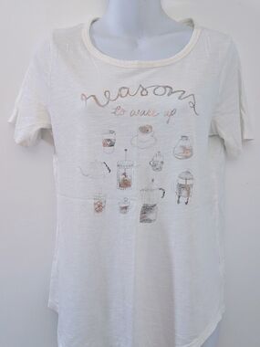 Old Navy White Short Sleeve Tee with Coffee Graphic